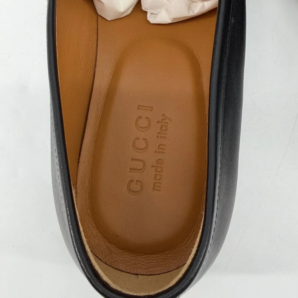 Gucci Mens Real Betis GG Monogram Horsebit Loafers Black Leather Size 7